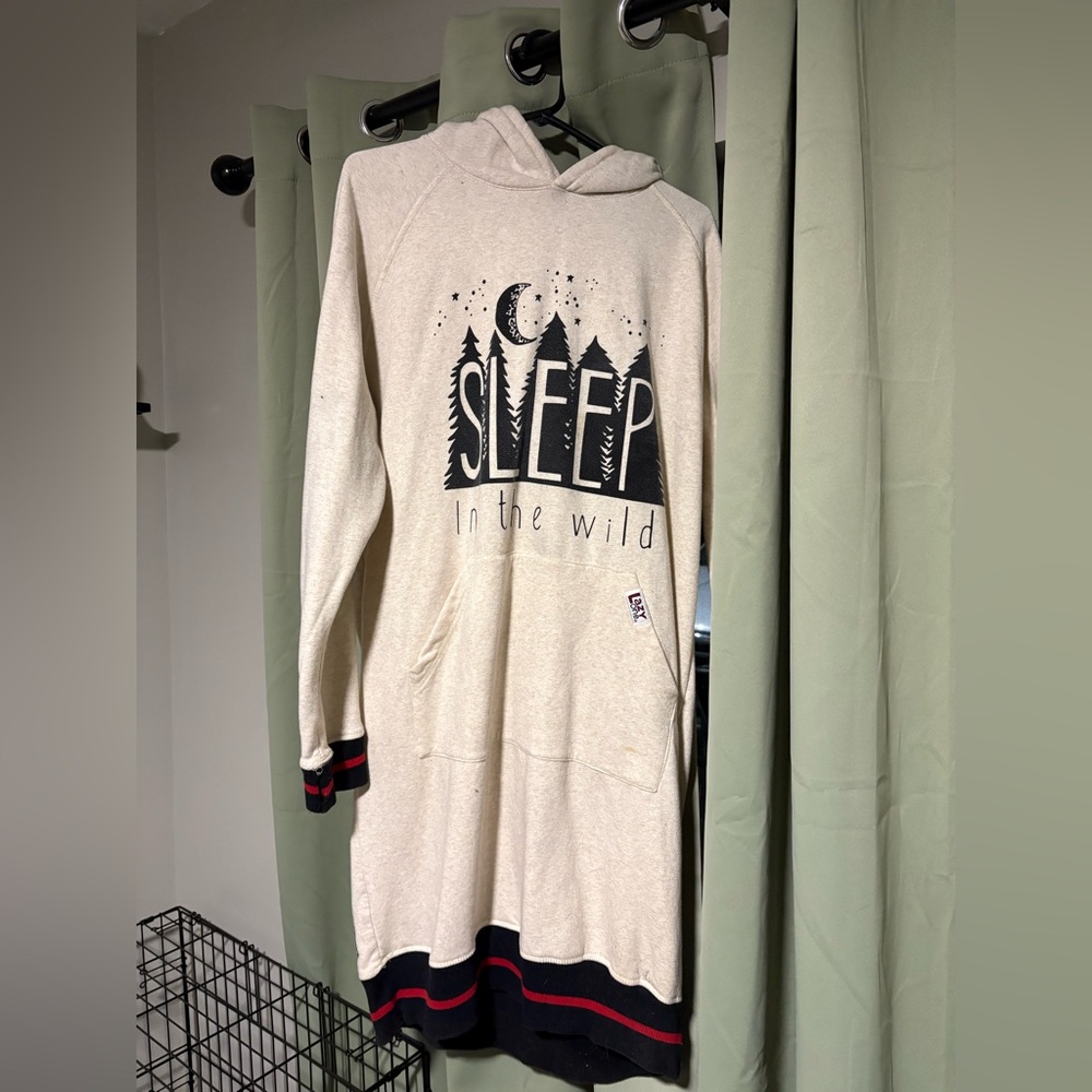 Beige 'Sleep in the Wild' Hoodie Dress